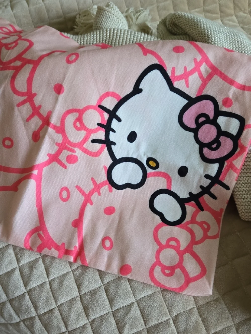 Hello Kitty Pink and White Character Lumbar Pillowcase